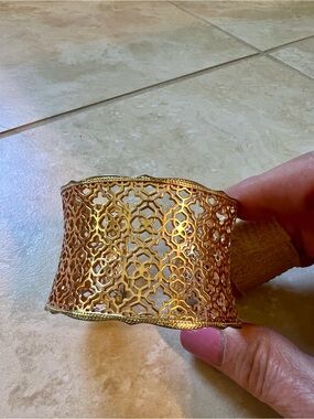 Kendra Scott Rose Gold with Gold Trim Filigree Wide Open Cuff Bracelet